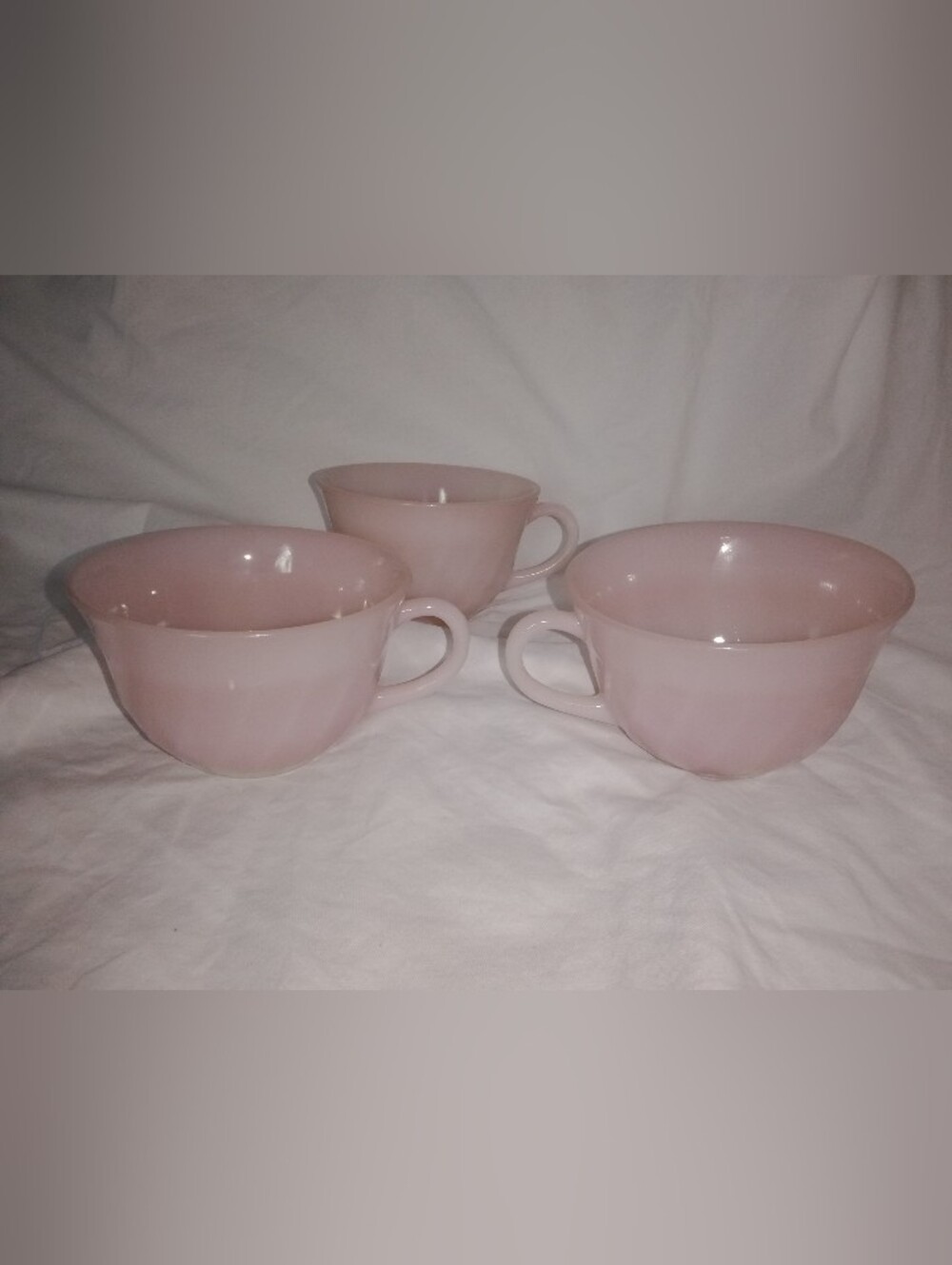 Vintage Mid Century MCM Fire King Pink Swirl Tea Coffee Cup Set of 3 Boho 50s - Picture 9 of 11